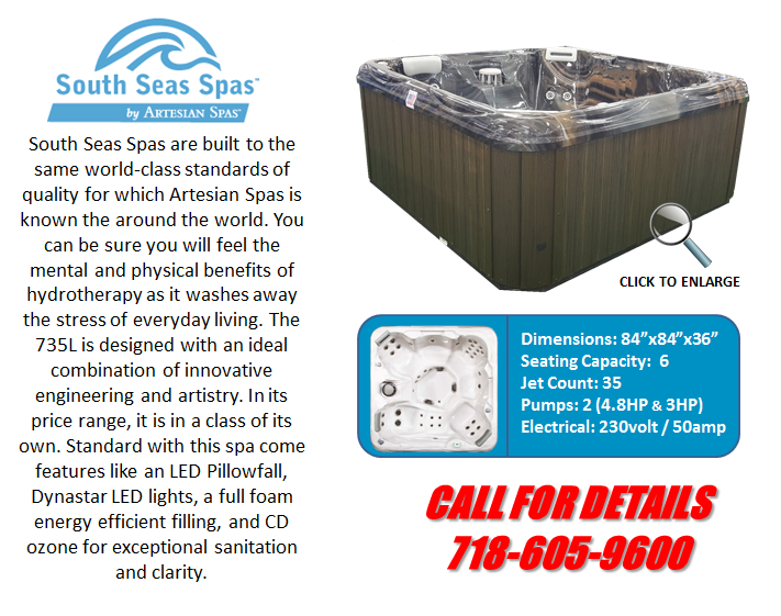 Hot Tub Spa South Seas Spas 735L Artesian Spas Staten Island Pool and Spa