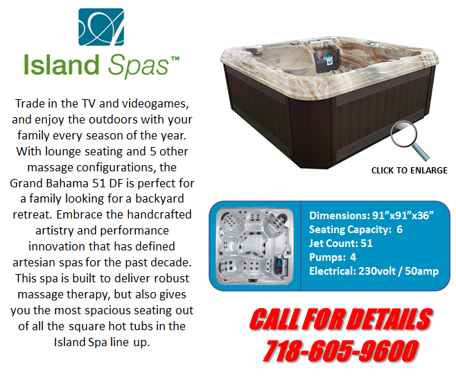 Hot Tub Spa Island Spas Grand Bahama 51 DF Artesian Spas Staten Island Pool and Spa