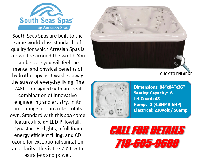 Hot Tub Spa South Seas Spas 748L Artesian Spas Staten Island Pool and Spa